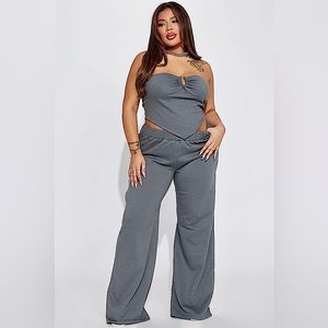 Fashion Nova Weekend Muse Pant Set - Charcoal - 1XL